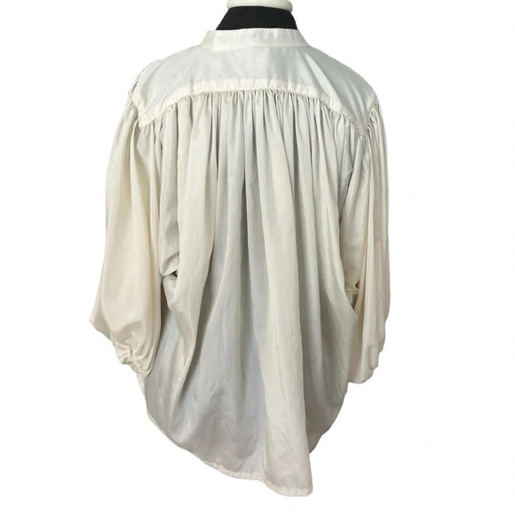 Vintage JH Collection Ivory Poet’s Blouse Gathered Romantic Large - Picture 2 of 9